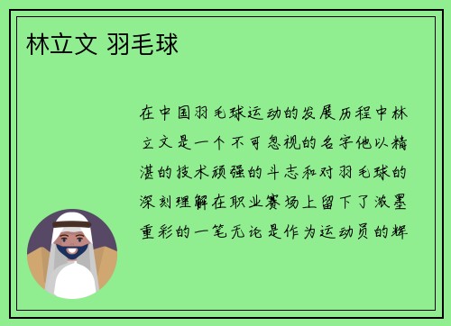 林立文 羽毛球